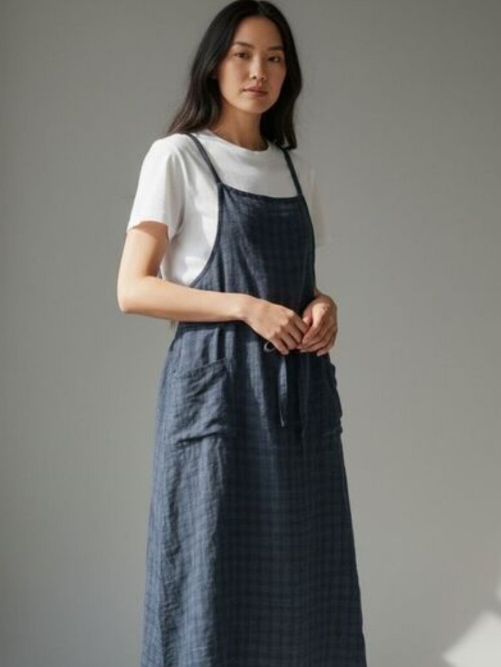 Vintage J. MATISSE Dark Green/Navy Plaid Soft Cotton Apron Dress